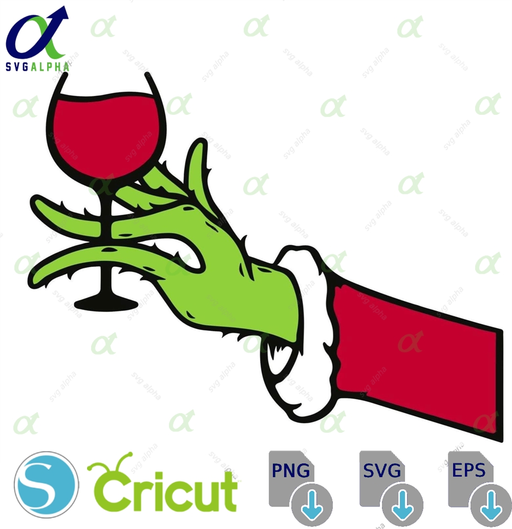 Grinch Hand Holding Wine Glass Pngfunny Christmas Drinking Clipartholiday Party Digital Download